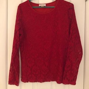 Red lace, Calvin Klein top, size large